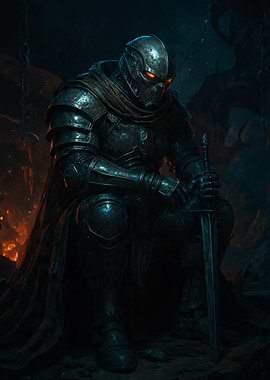 Dark Knight with Glowing Eyes