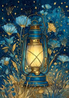 Enchanted Lantern Amidst Floral Night