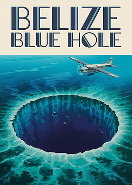 Belize Blue Hole Vintage Poster