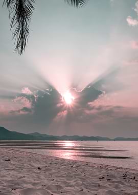 Sunset over a tropical beach