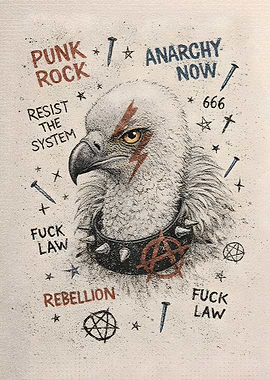 Punk Griffon Vulture with Anarchy Symbols