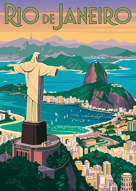 Rio de Janeiro Vintage Travel Poster