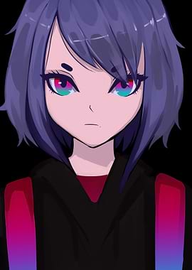 Anime Girl with Colorful Eyes
