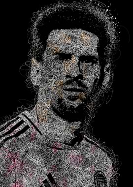 Lionel Messi Scribble Art Portrait