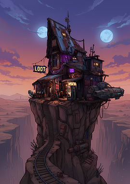 Sci-fi outpost on a cliff