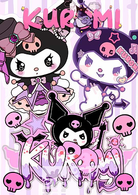 Kuromi Characters with Skulls and Stars