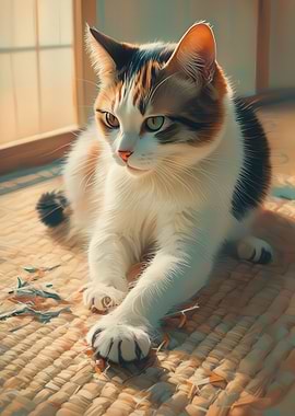 Calico Cat Lounging by Window
