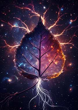 Cosmic Leaf with Roots