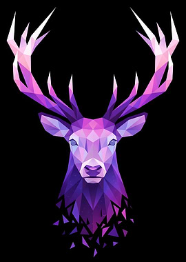 Geometric Purple Deer Head