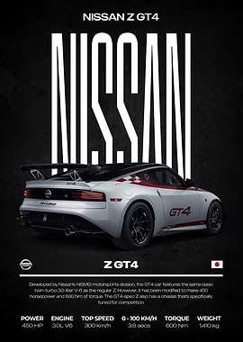 Nissan Z GT4 Race Car Poster