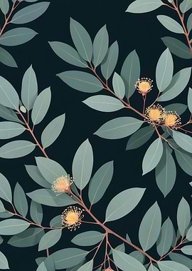 Eucalyptus Leaves and Flowers