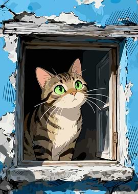 Cat Looking Out a Window