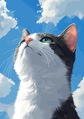 Cat looking up at the sky