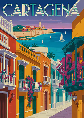 Cartagena Vintage Travel Poster