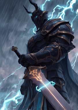Dark Knight with Lightning Sword