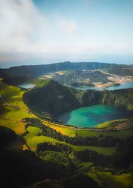 Volcanic Crater Lakes Landscape