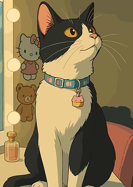 Cute Cat with Cupcake Charm