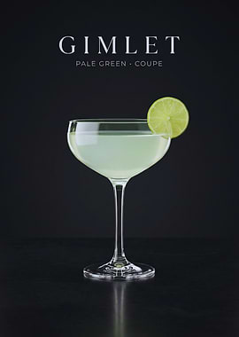 Gimlet Cocktail Still Life – Pale Green Coupe with Lime on Black