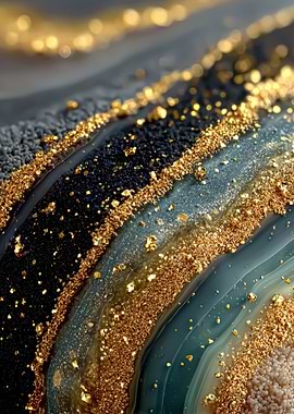 Abstract Gold and Black Geode