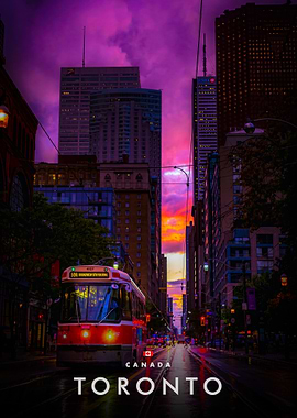 Toronto Streetcar at Sunset