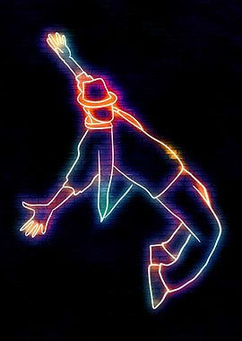 Neon Dancer on Brick Wall
