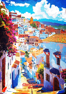 Chefchaouen Morocco Cityscape Poster