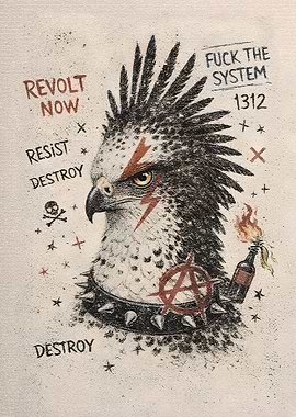 Rebellious Eagle with Anarchy Symbol