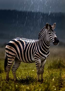 Zebra in the rain