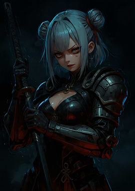 Anime Warrior with Katana and Armor