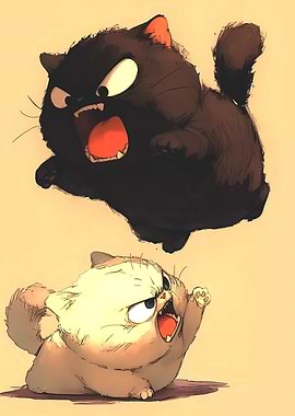 Two Angry Cartoon Cats