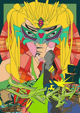 Vibrant Abstract Character with Geometric Elements