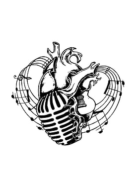 Heart Microphone and Music Notes