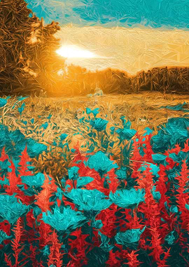 Field of Flowers at Sunset