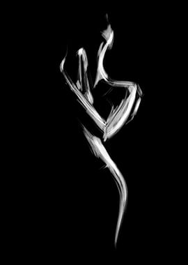 Abstract White Figure on Black