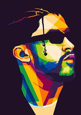 Colorful Portrait of Bad Bunny