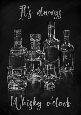 Whisky o'clock chalkboard art