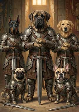 Dogs in Knight Armor