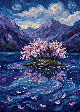 Pagoda Island with Cherry Blossoms