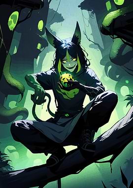 Anime character in a mystical forest