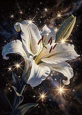White Lily in a Starry Sky