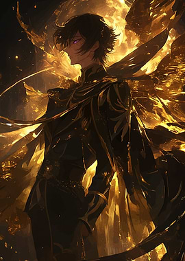 Anime character with golden wings