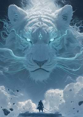 Giant White Tiger Spirit and Warrior