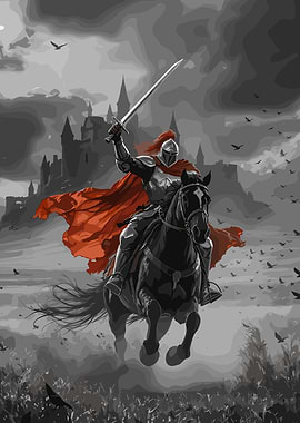 Knight on Horseback with Sword