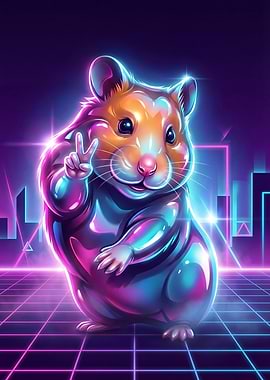 Retro Hamster with Peace Sign