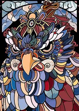 Ornate Mythical Bird Illustration