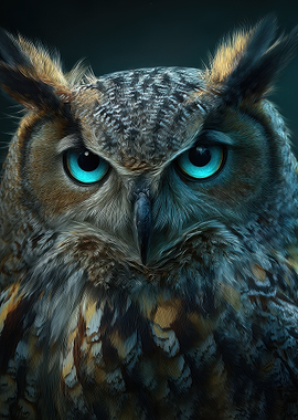 Close-up of a Great Horned Owl