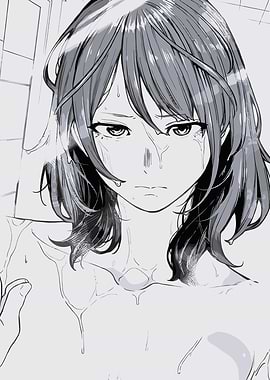 Sad Anime Girl in Shower