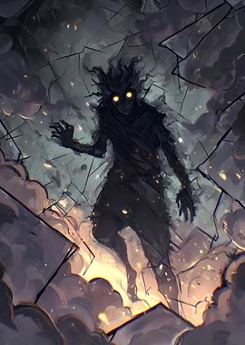 Dark Shadow Monster with Glowing Eyes