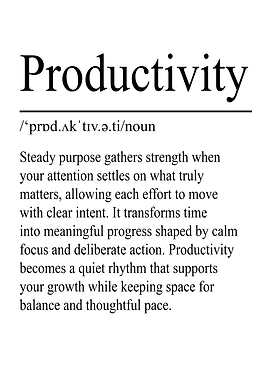 Productivity Definition – White | Minimalist Typography Poster