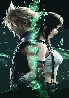 Cloud and Tifa with Green Energy